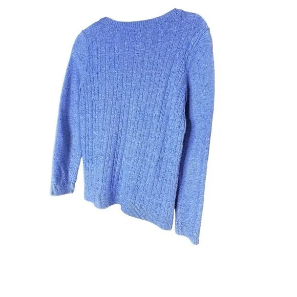 🔴 5 for $40 SALE! 
Talbots Petites Blue Cable Knit  Lightweight Sweater, sz Mp - Picture 7 of 12